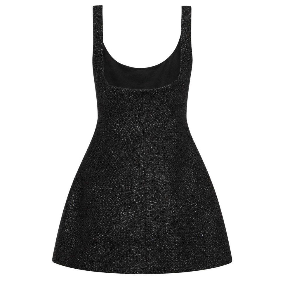 NWT Meshki Black Beth Tweed Mini Dress Wool Blend Sparkly Sz XS LBD Old Money - Picture 6 of 15